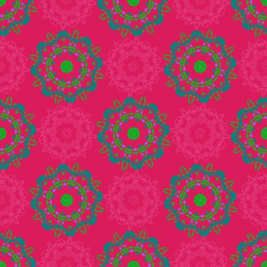 Hand drawing zentangle manala color seamless pattern