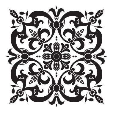 Hand drawing decorative tile pattern. Italian majolica style 