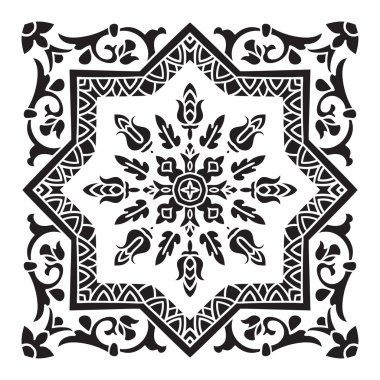 Hand drawing decorative tile pattern. Italian majolica style 