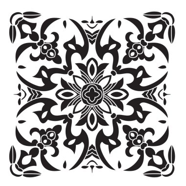 Hand drawing decorative tile pattern. Italian majolica style 