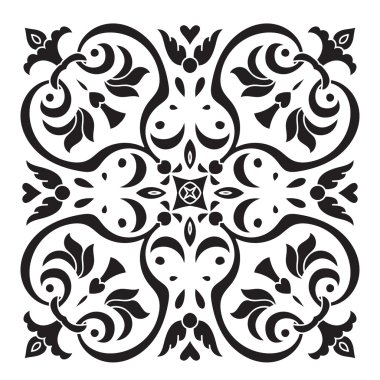 Hand drawing decorative tile pattern. Italian majolica style 