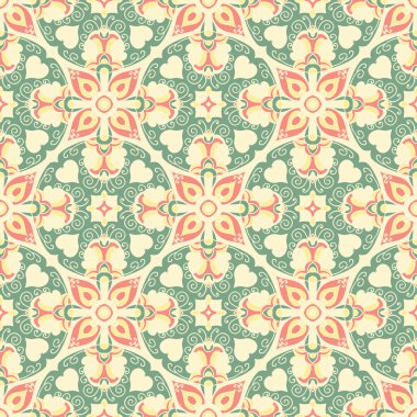 Hand drawing tile vintage color seamless parttern. Italian majolica style