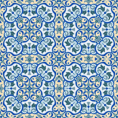 Hand drawing tile color seamless parttern. Italian majolica style