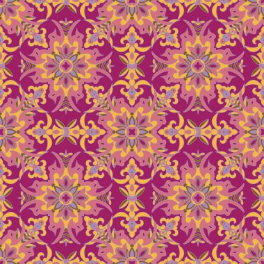 Hand drawing tile color seamless parttern. Italian majolica style