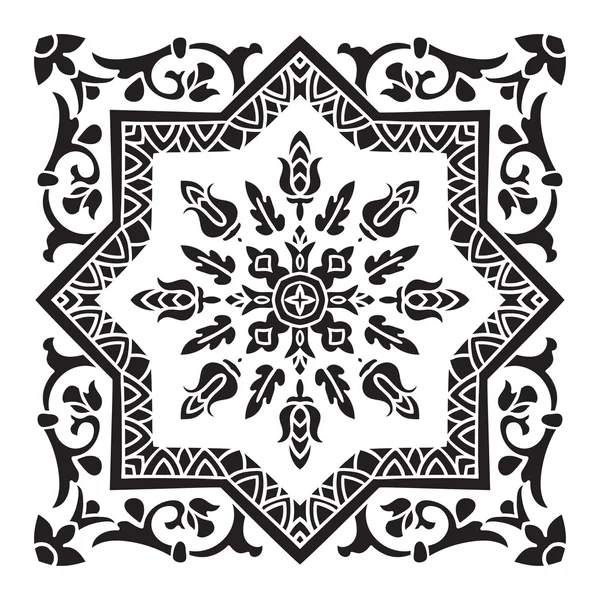 Hand drawing decorative tile pattern. Italian majolica style — ストックベクタ