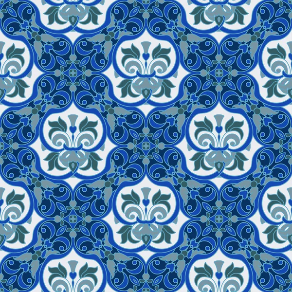 Dessin à la main couleur de tuile partie sans couture. Style majolica italien — Image vectorielle