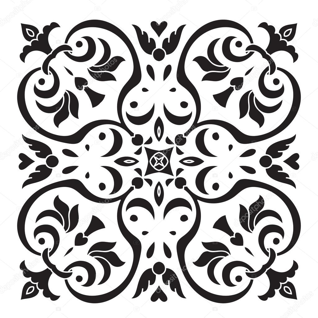 Hand drawing decorative tile pattern. Italian majolica style — Stock ...