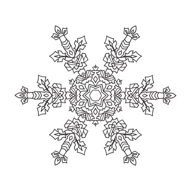 Çizilmiş karalamalar doğal kar tanesi. Zentangle mandala stili. 