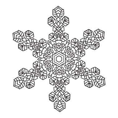 Çizilmiş karalamalar doğal kar tanesi. Zentangle mandala stili. 