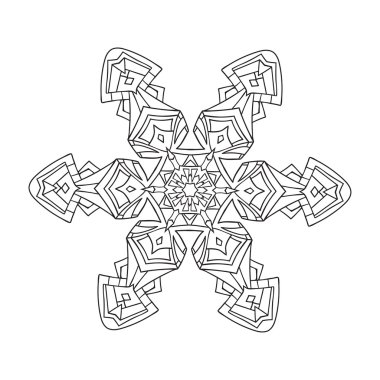 Çizilmiş karalamalar doğal kar tanesi. Zentangle mandala stili. 