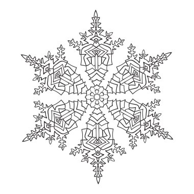 Çizilmiş karalamalar doğal kar tanesi. Zentangle mandala stili. 