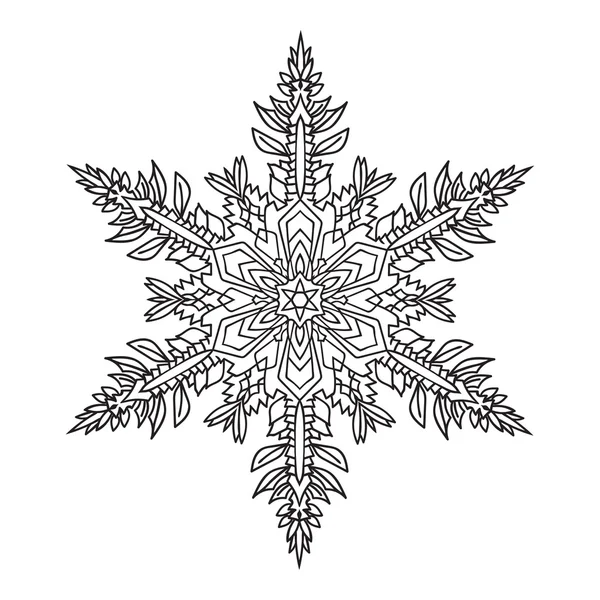 Seringues dessinées à la main flocon de neige naturel. Style mandala Zentangle . — Image vectorielle