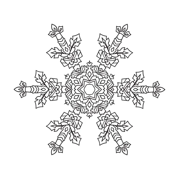 Doodles desenhados à mão floco de neve natural. Estilo mandala Zentangle . —  Vetores de Stock