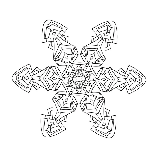 Garabatos dibujados a mano copo de nieve natural. Estilo mandala de Zentangle . — Vector de stock