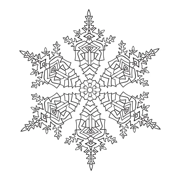 Handgezeichnete Kritzeleien natürliche Schneeflocke. Mandala-Stil. — Stockvektor