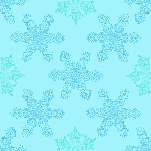 Handgezeichnete Kritzeleien natürliche Farbe Schneeflocke nahtlos. Mandala-Stil. — Stockvektor