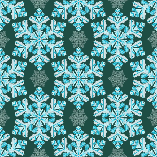 Scarabocchi disegnati a mano colore naturale fiocco di neve senza soluzione di continuità. Zentangle stile mandala . — Vettoriale Stock