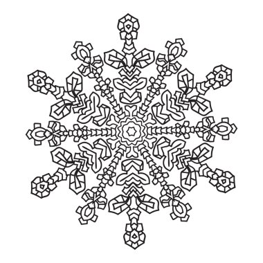 Çizilmiş karalamalar doğal kar tanesi. Zentangle mandala stili. 