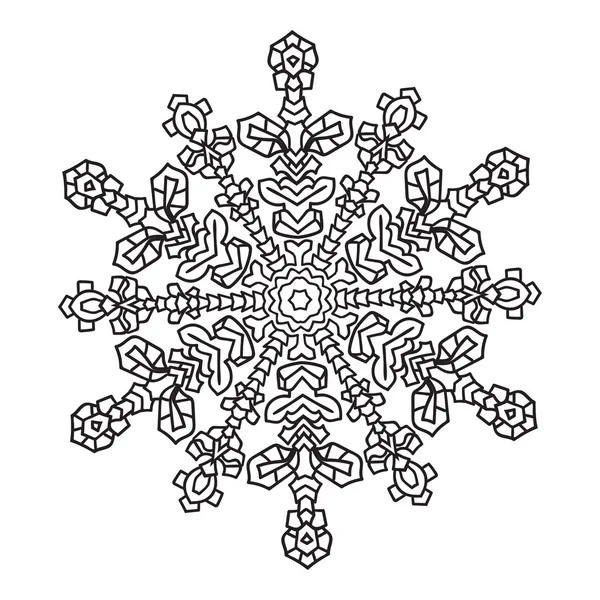 Garabatos dibujados a mano copo de nieve natural. Estilo mandala de Zentangle . — Vector de stock