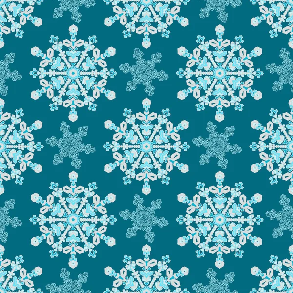 Garabatos dibujados a mano de color natural copo de nieve sin costuras. Estilo mandala de Zentangle . — Vector de stock