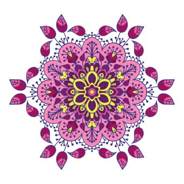 El çizimi zentangle mandala elementi farklı renklerde