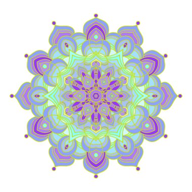 El çizimi zentangle mandala elementi farklı renklerde