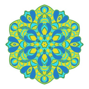 El çizimi zentangle mandala elementi farklı renklerde