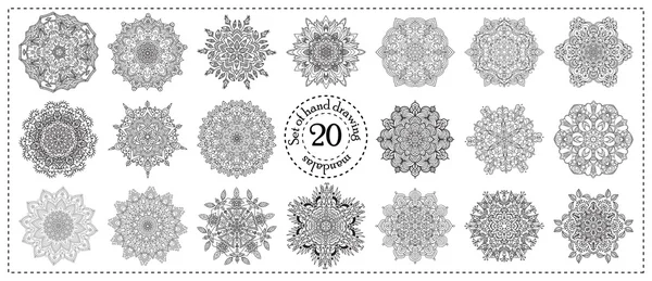 Conjunto de elementos de mandala zentangle dibujo a mano — Archivo Imágenes Vectoriales