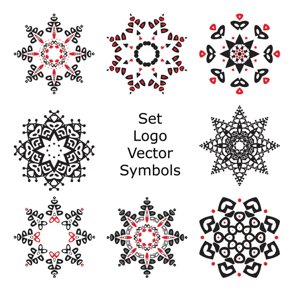 Set Hand drawing zentangle mandala logo symbols — Stock Vector