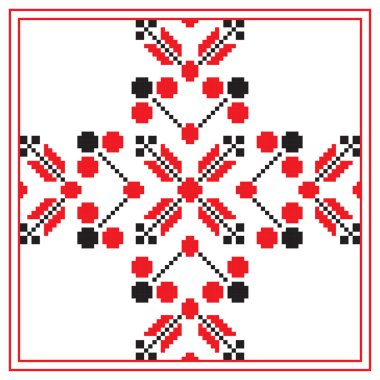 Kırmızı renkte etnik süsleme mandala geometrik desenler