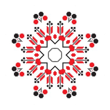 Kırmızı renkte etnik süsleme mandala geometrik desenler