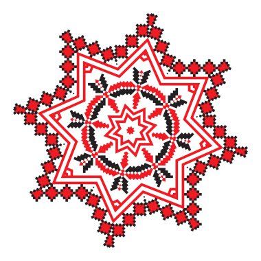 Kırmızı renkte etnik süsleme mandala geometrik desenler