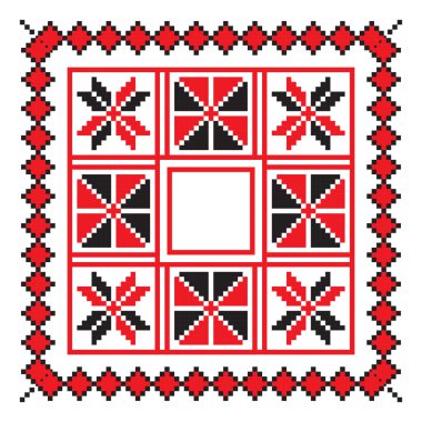 Kırmızı renkte etnik süsleme mandala geometrik desenler