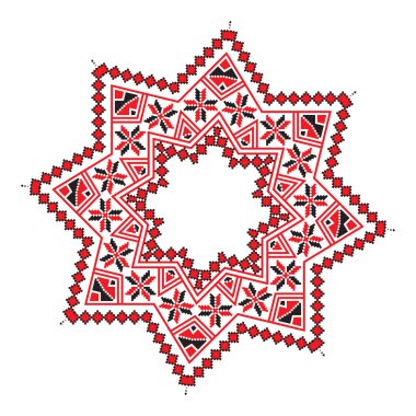 Kırmızı renkte etnik süsleme mandala geometrik desenler