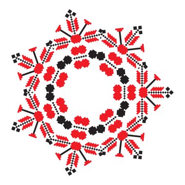 Kırmızı renkte etnik süsleme mandala geometrik desenler