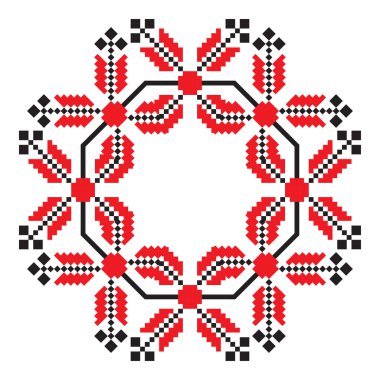 Kırmızı renkte etnik süsleme mandala geometrik desenler