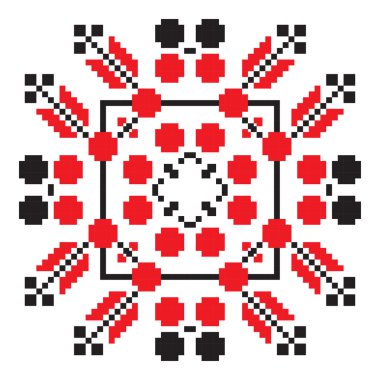 Kırmızı renkte etnik süsleme mandala geometrik desenler