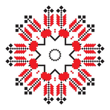 Kırmızı renkte etnik süsleme mandala geometrik desenler