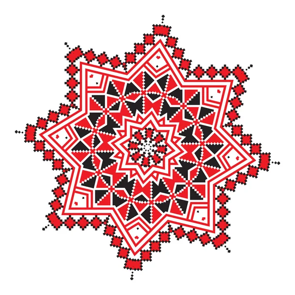 Ornamento étnico mandala patrones geométricos en color rojo — Vector de stock