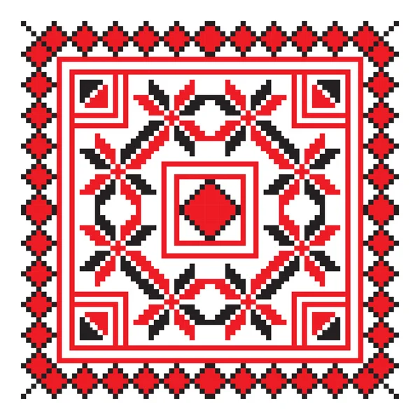 붉은 색으로 민족 장식 만다라 기하학적 패턴 — 스톡 벡터