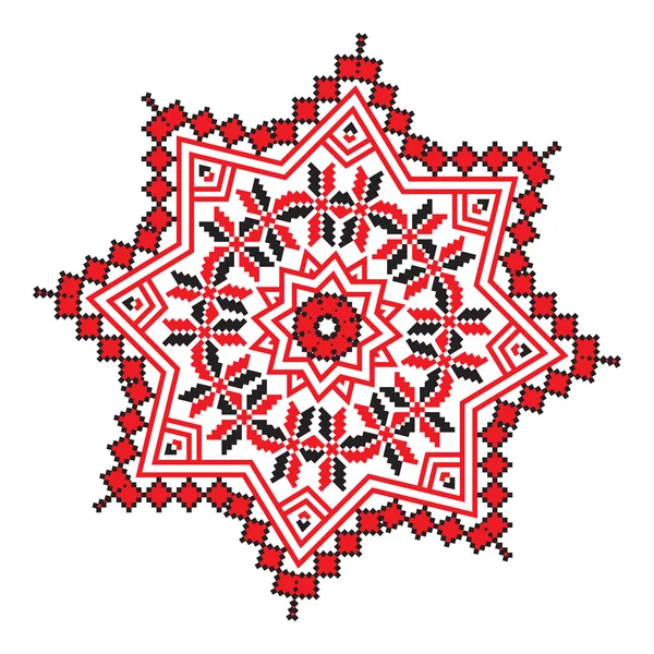 Ornamento étnico mandala patrones geométricos en color rojo — Vector de stock