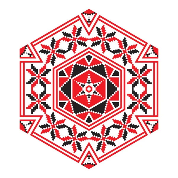 Ornamento étnico mandala patrones geométricos en color rojo — Vector de stock