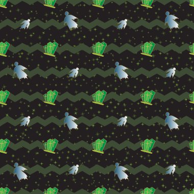 Cadılar Bayramı geleneksel semboller kutsal kişilerin resmi ile sorunsuz. Vektör.