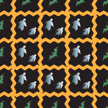 Cadılar Bayramı geleneksel semboller kutsal kişilerin resmi ile sorunsuz. Vektör.