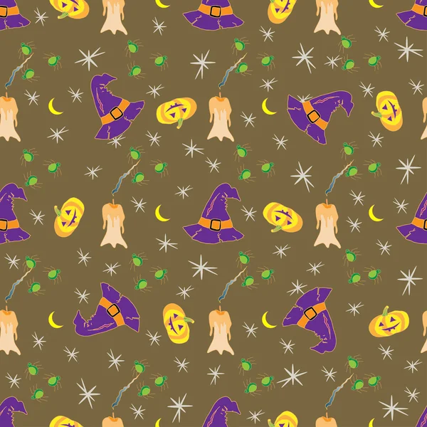 Halloween sin fisuras con símbolos tradicionales iconos. Vector . — Vector de stock