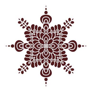 Hand drawing mandala element, silhouette in marsala color. Italian majolica style