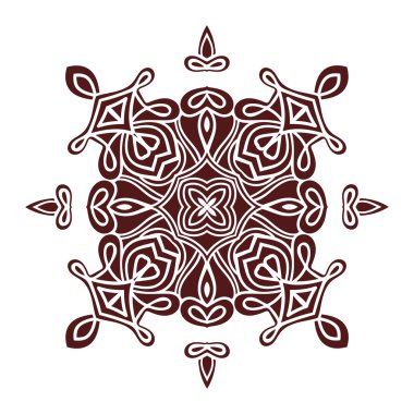 Hand drawing mandala element, silhouette in marsala color. Italian majolica style