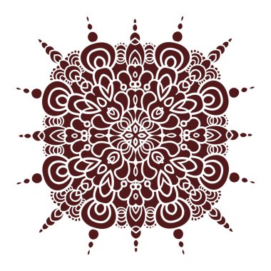 Hand drawing mandala element, silhouette in marsala color. Italian majolica style