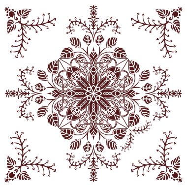 Marsala renginde el çizimi zentangle mandala elementi