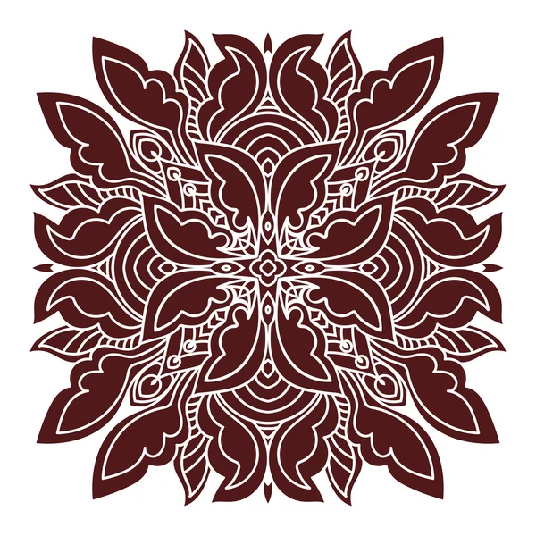 Hand drawing mandala element, silhouette in marsala color. Italian majolica style — Stok Vektör